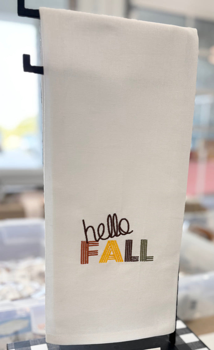 Fall Embroidered Tea Towel