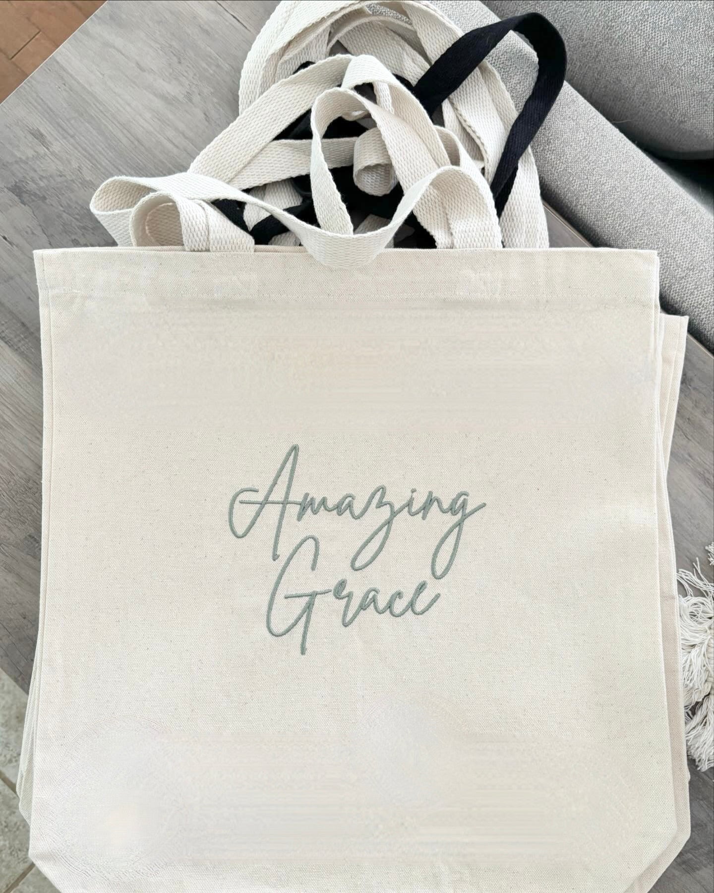 Amazing Grace Embroidered Tote